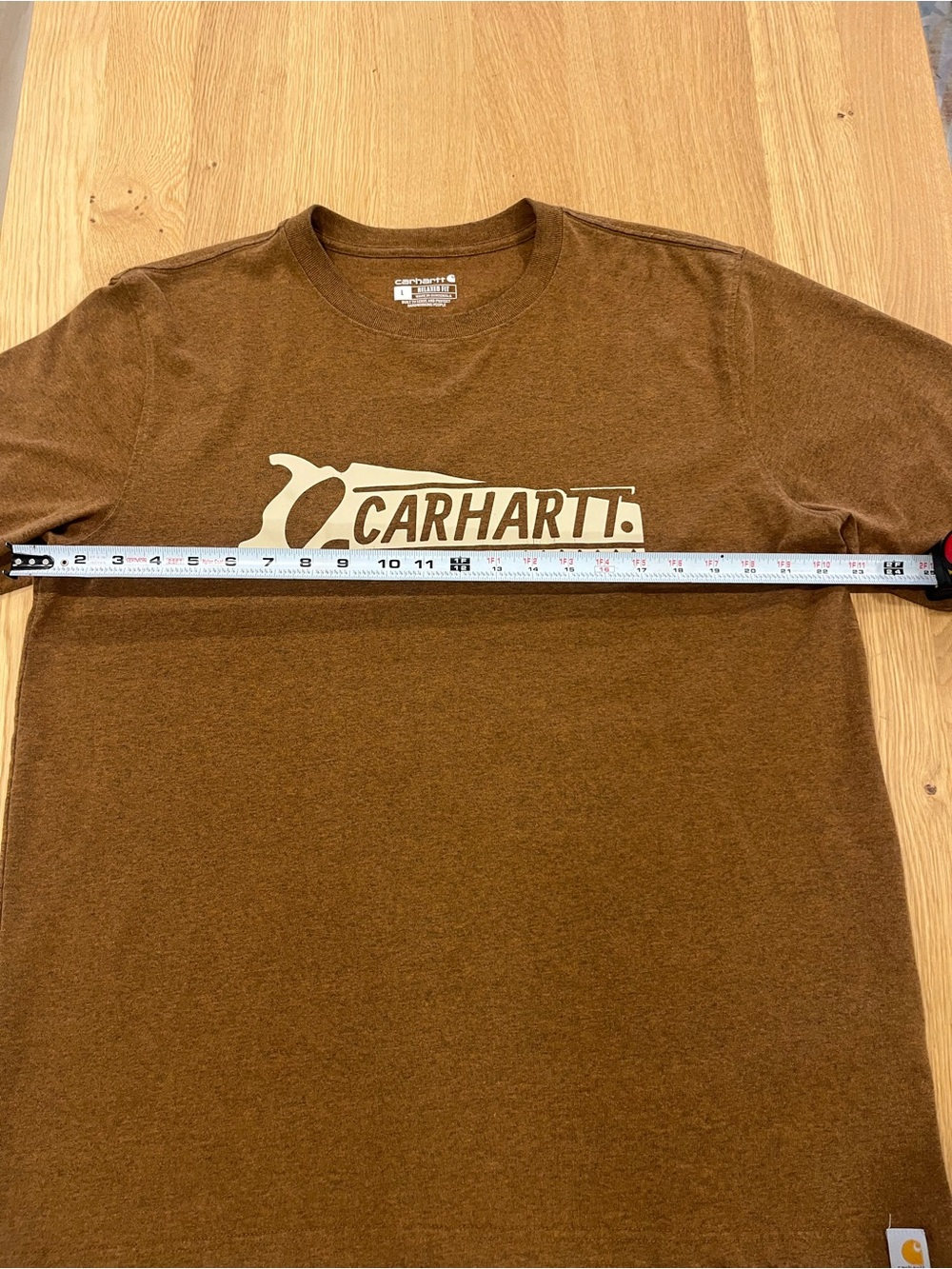 Carhartt Brown Short Sleeve Tee with White Logo Saw Graphic - Picture 3 of 6
